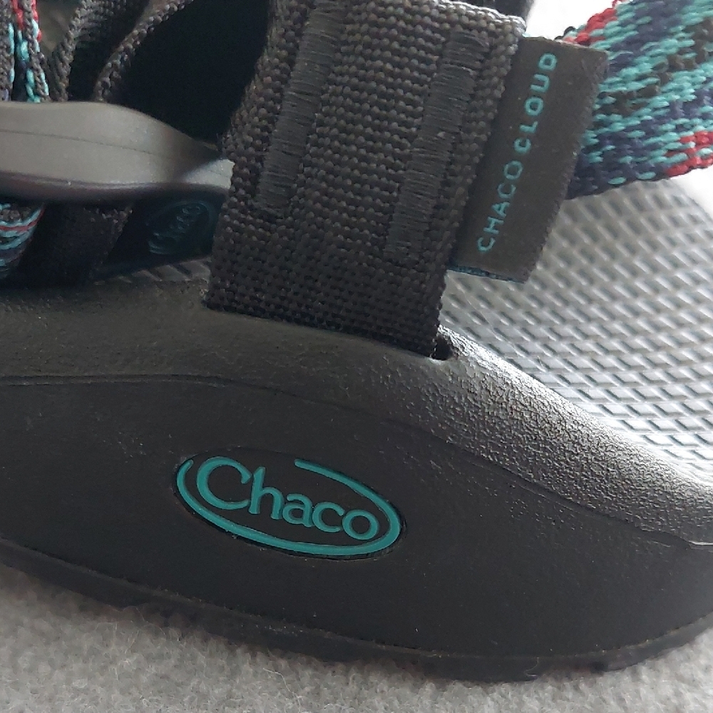 Chaco Men's Z/Cloud 2 Sandals Teal Blue Red Pattern Size 9 JCH108679 - Picture 4 of 5
